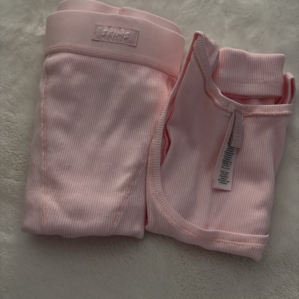 Skims cherry blossom cotton rib set size:xxs